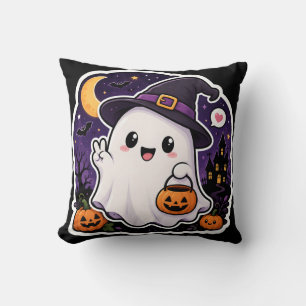 Süßes Halloween-Geist-Kürbis-Sticker-T-Shirt Kissen