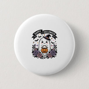 Süßes Halloween-Geist-Kürbis-Vintage-Shirt-Design_ Button