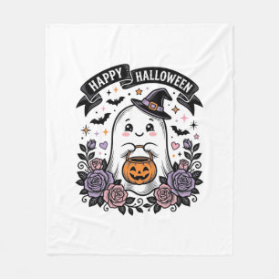 Süßes Halloween-Geist-Kürbis-Vintage-Shirt-Design_ Fleecedecke