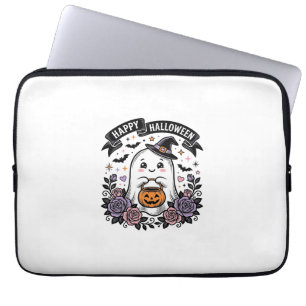 Süßes Halloween-Geist-Kürbis-Vintage-Shirt-Design_ Laptopschutzhülle
