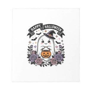 Süßes Halloween-Geist-Kürbis-Vintage-Shirt-Design_ Notizblock
