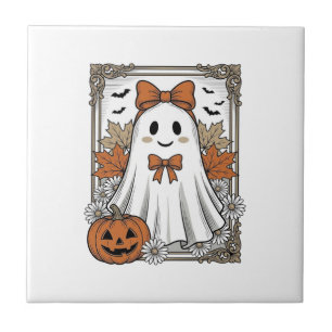 Süßes Halloween-Geist Vintage-Stich-Shirt-Design Fliese