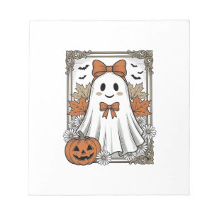 Süßes Halloween-Geist Vintage-Stich-Shirt-Design Notizblock