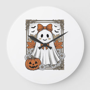 Süßes Halloween-Geist Vintage-Stickerei-Shirt-Desi Große Wanduhr