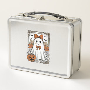 Süßes Halloween-Geist Vintage-Stickerei-Shirt-Desi Metall Brotdose
