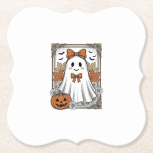 Süßes Halloween-Geist Vintage-Stickerei-Shirt-Desi Untersetzer