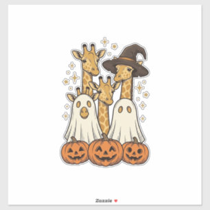 Süßes Halloween-Giraffen-Geister-Kürbis-Shirt-Desi Aufkleber