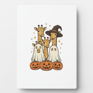 Süßes Halloween-Giraffen-Geister-Kürbis-Shirt-Desi Fotoplatte
