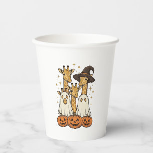 Süßes Halloween-Giraffen-Geister-Kürbis-Shirt-Desi Pappbecher