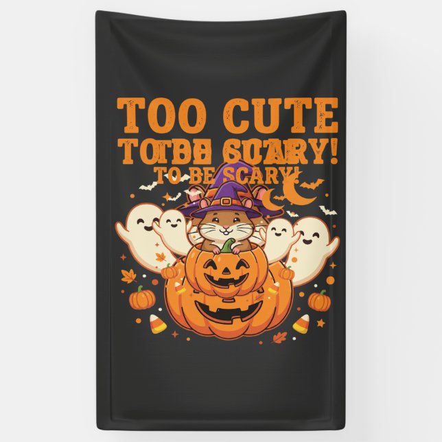 Süßes Halloween Hamster Kürbis Geist Design_1 Banner (Vertikal)