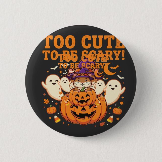 Süßes Halloween Hamster Kürbis Geist Design_1 Button (Vorderseite)