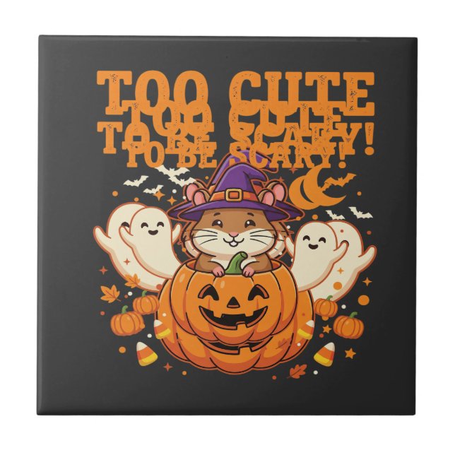 Süßes Halloween Hamster Kürbis Geist Design_1 Fliese (Vorderseite)