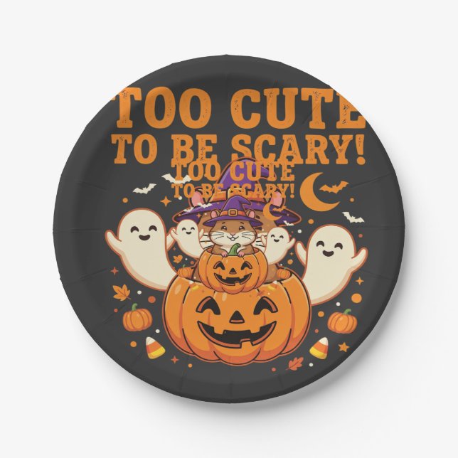 Süßes Halloween Hamster Kürbis Geist Design_1 Pappteller (Vorderseite)