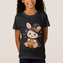 Süßes Halloween-Hasen-Hexe-Kinder-T-Shirt