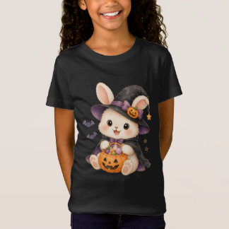 Süßes Halloween-Hasen-Hexe-Kinder-T-Shirt T-Shirt