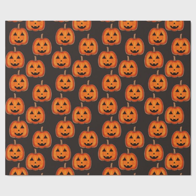 Süßes Halloween-Jack-O-Lantern-Kürbismuster-Wrap Geschenkpapier (Saum)