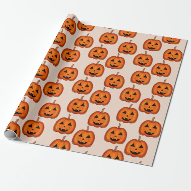 Süßes Halloween-Jack-O-Lantern-Kürbismuster-Wrap Geschenkpapier (Ungerollt)