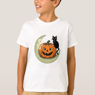 Süßes Halloween-Katz auf Kürbis-Kinder-T-Shirt T-Shirt