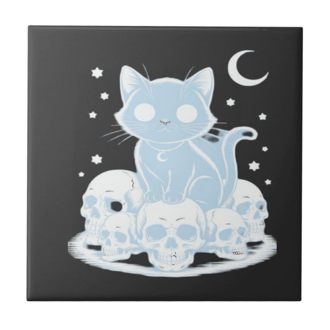 Süßes Halloween-Kätzchen Katze Gothic-Ästhetik Wes Fliese (Vorderseite)