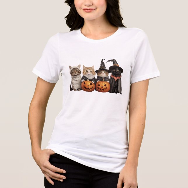 Süßes Halloween-Katzen-T-Shirt 🎃 Tri-Blend Shirt (Vorderseite)