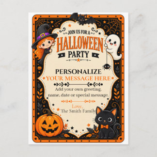 Süßes Halloween-Kostüm Einladungspostkarte