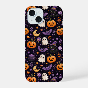 Süßes Halloween-Kürbis-Geist-Katze-Fledermaus-Must iPhone 15 Hülle