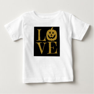 Süßes Halloween-LIEBE, mit goldenen Glitter-Buchst Baby T-shirt