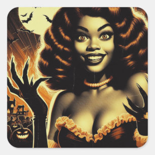 Süßes Halloween-Mädchen Quadratischer Aufkleber