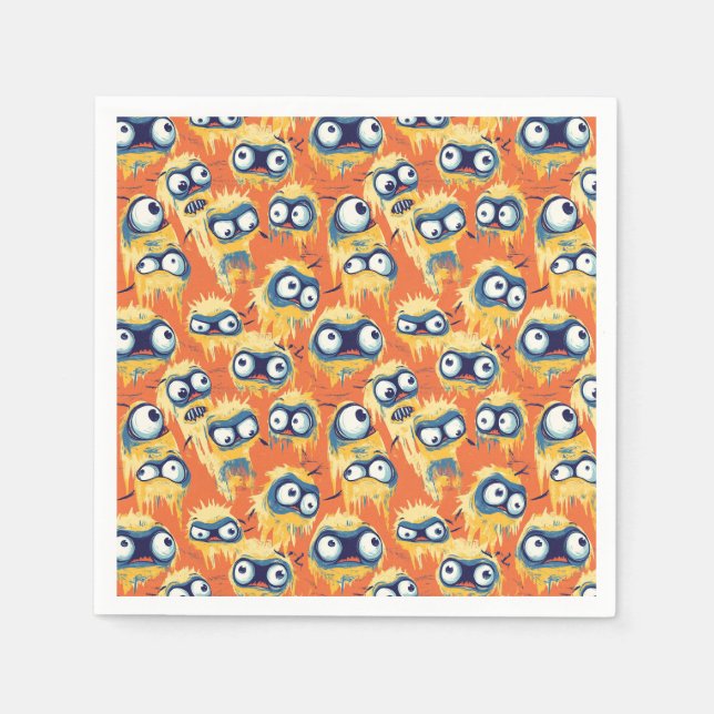 Süßes Halloween-Monster Gelb Orange Serviette (Vorderseite)