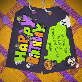 Süßes Halloween-Monster zum Geburtstag Geschenkanhänger