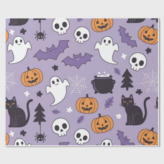 Süßes Halloween-Muster Geschenkpapier Blatt (Flach)