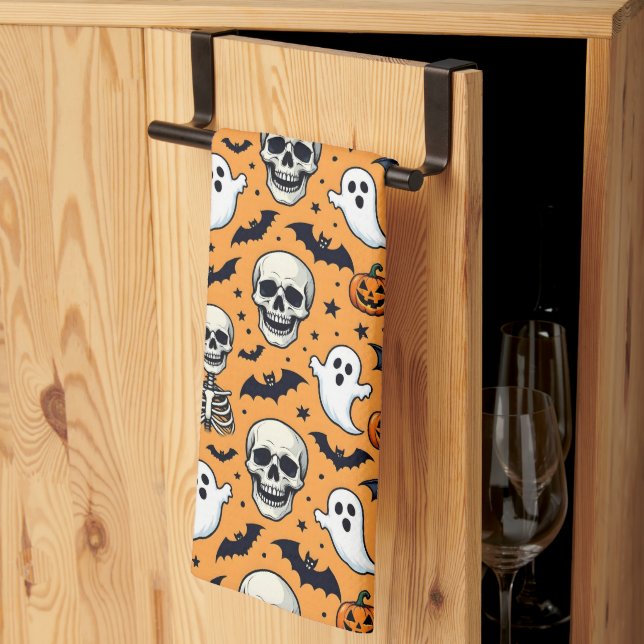 Süßes Halloween-Muster Geschirrtuch (Drittel gefaltet)