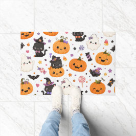 Süßes Halloween-Muster mit niedlichen Kürbissen Fußmatte