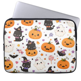 Süßes Halloween-Muster mit niedlichen Kürbissen Laptopschutzhülle