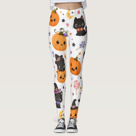Süßes Halloween-Muster mit niedlichen Kürbissen Leggings