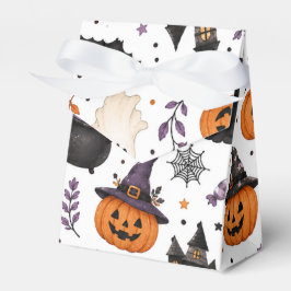 Süßes Halloween-Nahtlosmuster mit schwarzen Katzen Geschenkschachtel