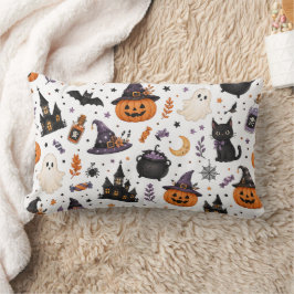 Süßes Halloween-Nahtlosmuster mit schwarzen Katzen Lendenkissen