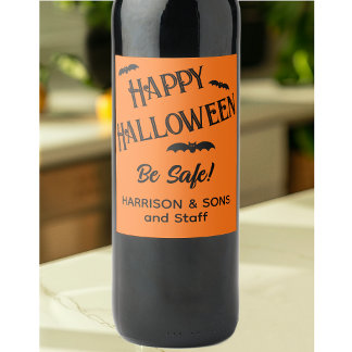 Süßes Halloween, Name, Schwarz Orange 6 Wein-Etike Weinetikett