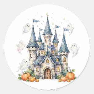 Süßes Halloween-Schloss-Geister-Kürbis-Kinder Runder Aufkleber