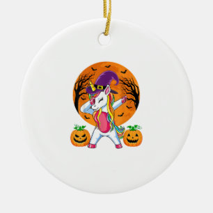 Süßes Halloween-Shirt Mädchen Frauen Witchy Einhor Keramik Ornament