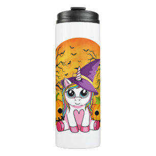 Süßes Halloween-Shirt Mädchen Frauen Witchy Einhor Thermosbecher