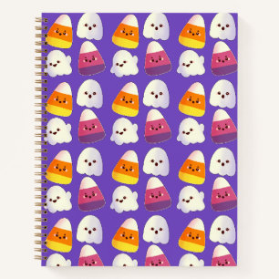 Süßes Halloween-Süßigkeiten und Gespenster-Muster Notizbuch
