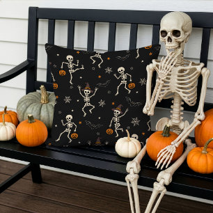 Süßes Halloween tanzendes Skelett-Muster Schwarz Kissen