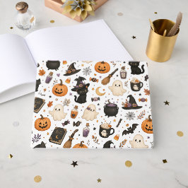 Süßes Halloween-Wasserfarbmuster mit schwarzen Kat Gästebuch