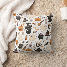 Süßes Halloween-Wasserfarbmuster mit schwarzen Kat Kissen