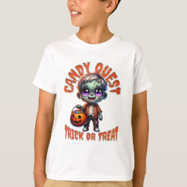 Süßes Halloween-Zombie-Kind-Candy-Quest-T-Shirt T-Shirt