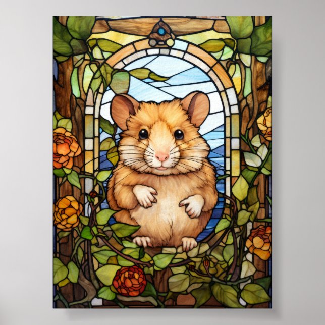 Süßes Hamster-Buntglasfenster-Design Poster (Vorne)