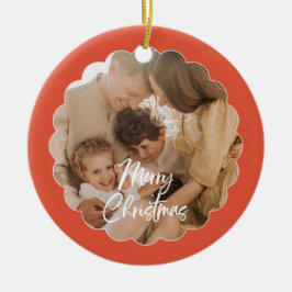 Süßes handgeschriebenes Skript Frohe Weihnachten F Keramik Ornament