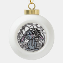 Süßes handgezeichnetes Kaninchen Zen-Doodle Kerami Keramik Kugel-Ornament