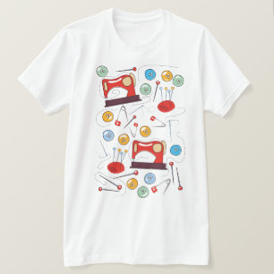 Süßes handgezeichnetes Nähmuster T-Shirt